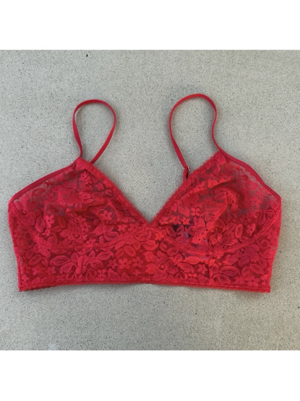 INC International Concepts Intimates Red Lace Bralette Bra Large
